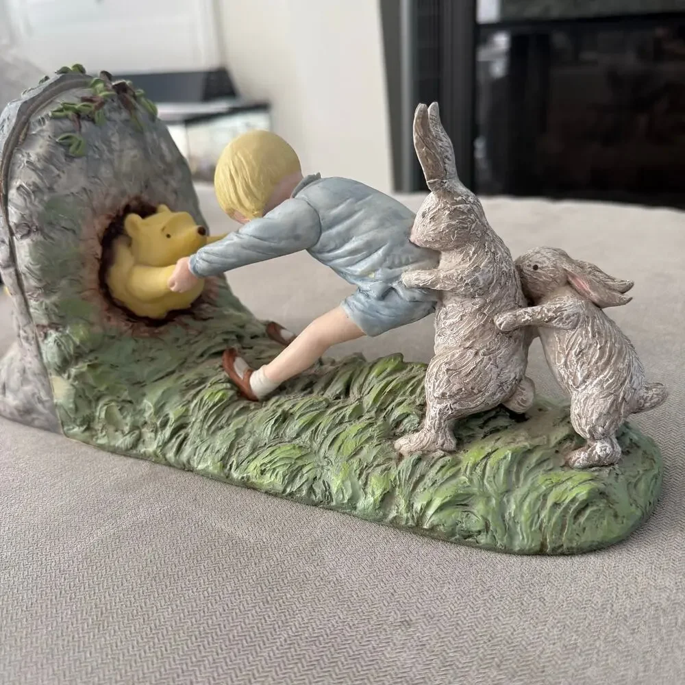 Disney Winnie the Pooh & Christopher Robin Bookends with Rabbit Friends